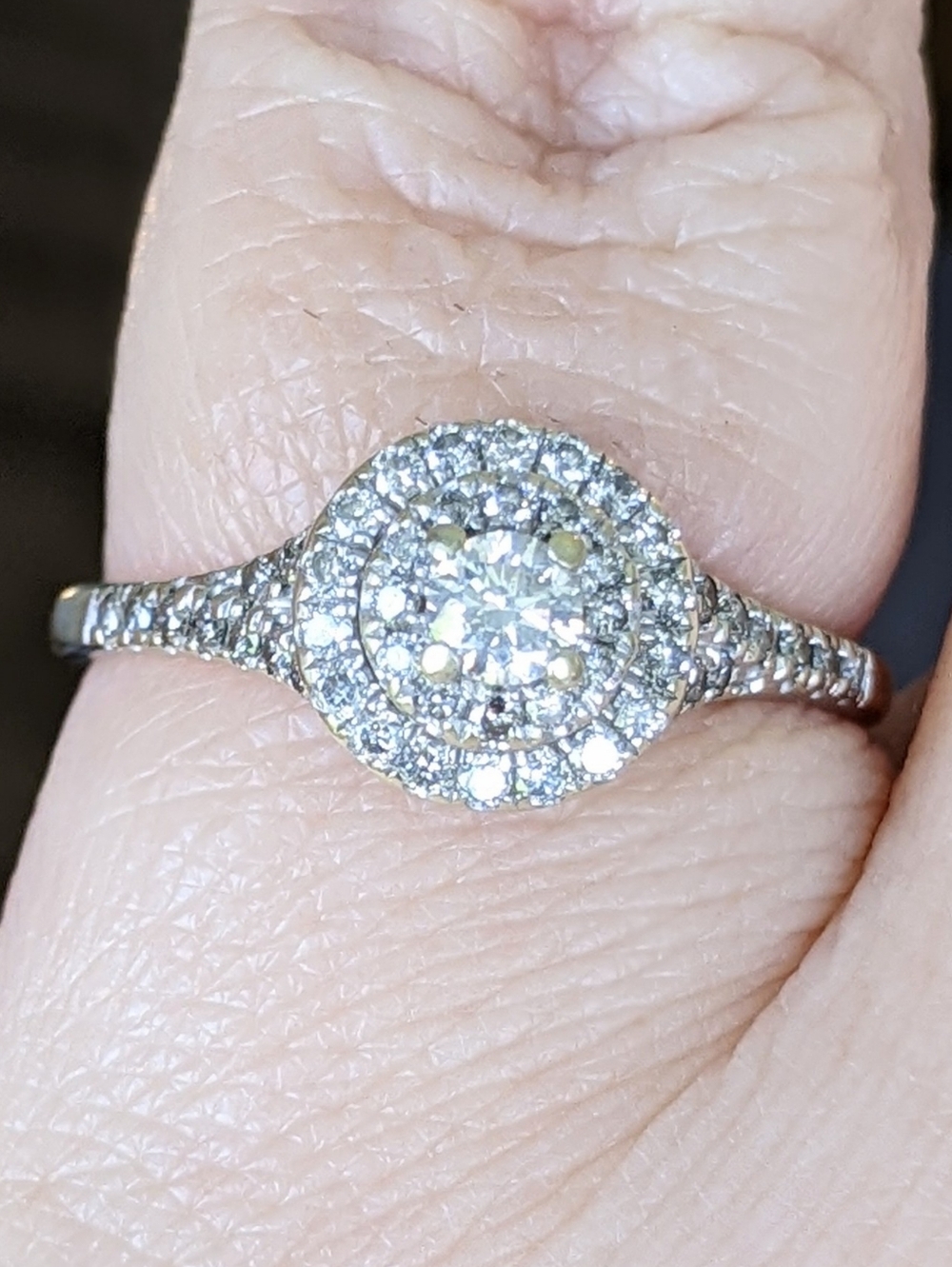 10K White Gold Diamond Double Halo Ring